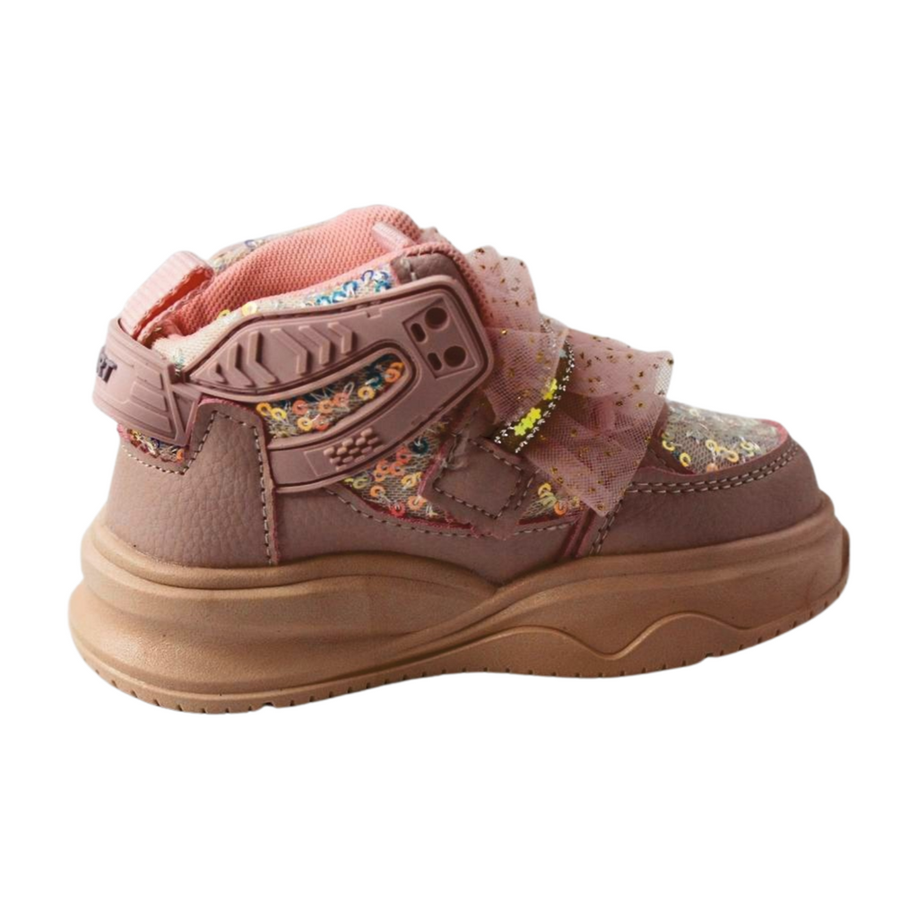 "Flutter Dreamer Glittered High-Ankle Sneakers - Pink"