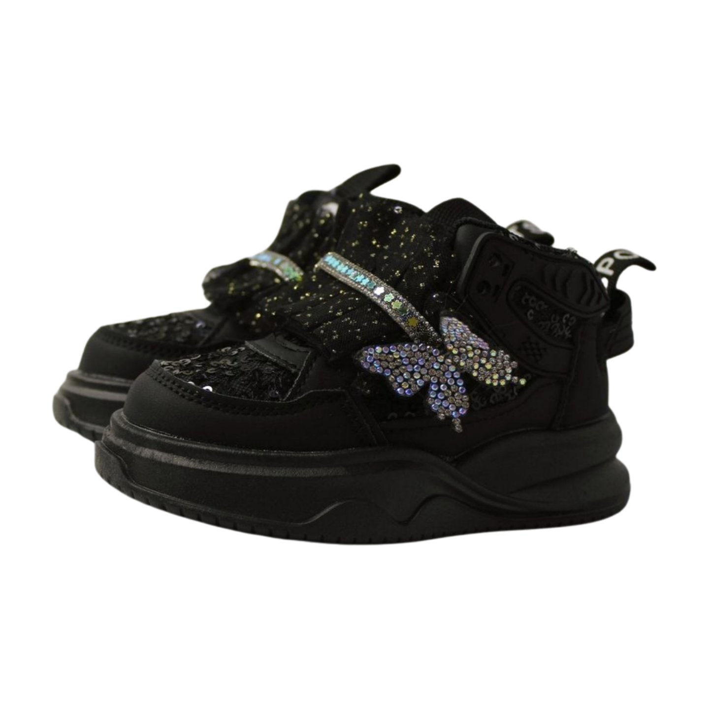 "Flutter Dreamer Glittered High-Ankle Sneakers - Pink"